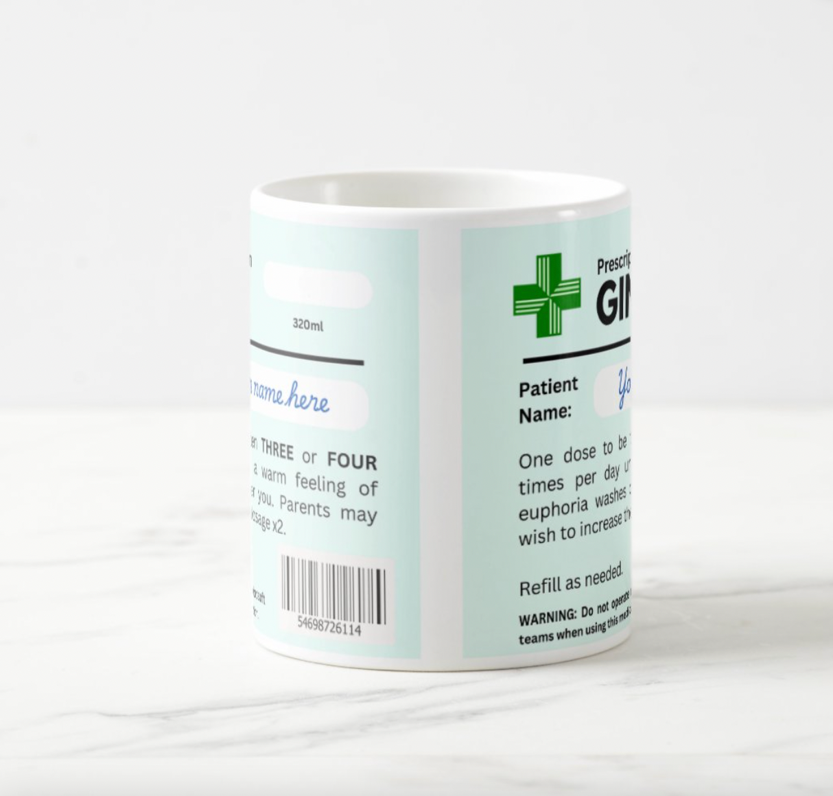 Funny GIN Prescription Mug